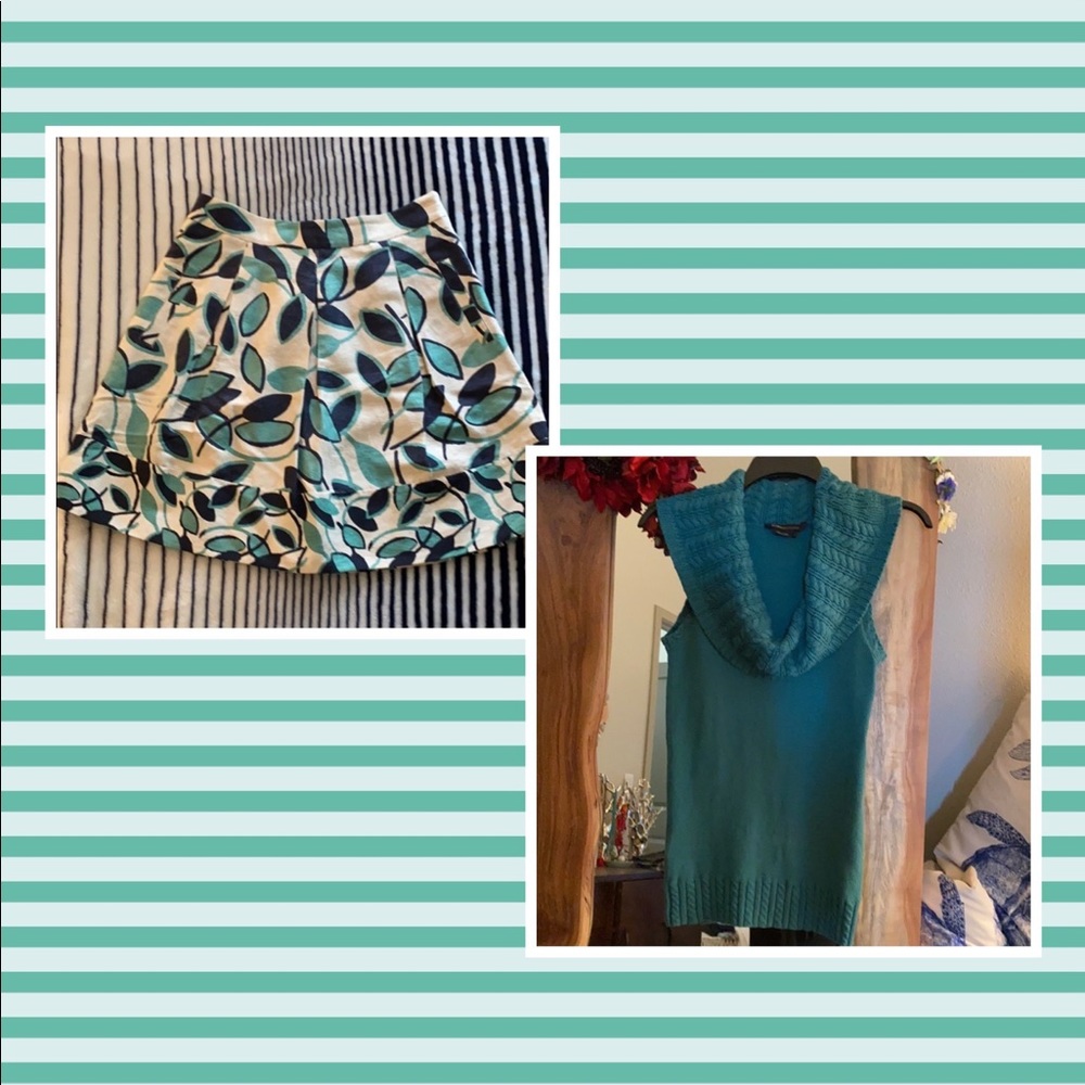 NWOT BCBG Cowl Sweater + Pleated Pocket Skirt Sz 4